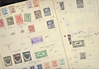 Rhodes,  Aegean Islands,  Assortment Of Old Stamps Hinged On Remainder Pages