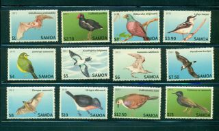 Samoa 1142 - 53 2013 Endangered Bats And Birds Set Vfmnh Cv $68.  60
