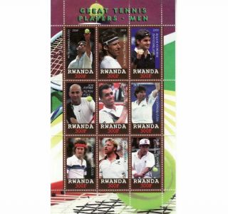 Rwanda - Tennis Players - 9 Stamp Sheet Sv0759