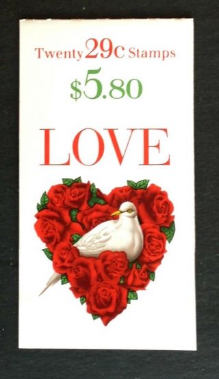 Scott Bk214 - (2814) - Love Heart Roses Dove - 20 $0.  29 Stamps