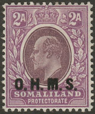 Somaliland Protectorate 1905 Kevii Ohms Service Opt 2a Sg O14 Cat £120
