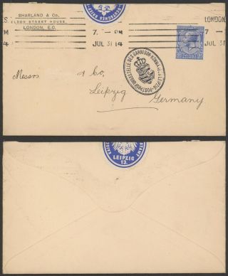 Gb 1914 - Cover To Leipzig Germany 30240/3