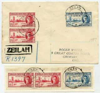 Somaliland 1947 Reg.  Cover With Victory Set From Zeilah To Uk Via Aden