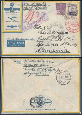 Brazil 1932 - Air Mail Cover Zeppelin Flight To Berlin Germany 30566/4