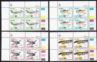 Swa Airplanes 4v Blocks Of 4 With Control Numbers And Margins Mnh Sg 507 - 510