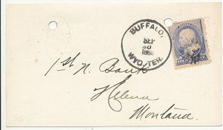 1888 Buffalo Wyoming Territory Vf Cancel Ties 212 Faulty Punched Hole In Stamp