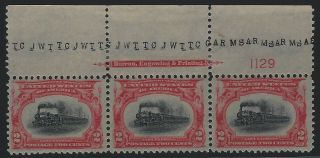 Us Stamps - Sc 295 - P Strip Of 3 W/imprint - Mnh  (a - 808)