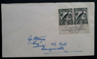 Rare 1934 Guinea Cover Ties Ash Imprint Pair 5d Stamps Canc Bula