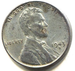 Wartime 1943 S Lincoln Steel Wheat Penny - American One Cent Coin - San Francisco