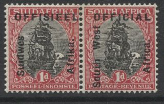 South West Africa - 1927 Official 1d Pair (mh) Sg.  O2.  (ref.  A3)