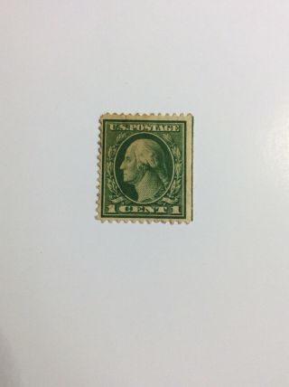 George Washington 1 Cent Stamp Lightly Canceled Green Line