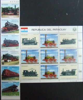 Paraguay - Germany Trains & Railroads - 6 St,  1 M/sh,  Mnh,  Pg 078