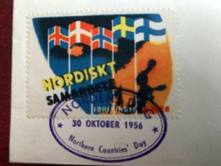 Denmark,  1956 Day Of The North Cover With Special Label & Cancel 2