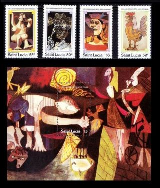 St.  Lucia Mnh 1981 Ss,  4v,  Picasso Painting - V2