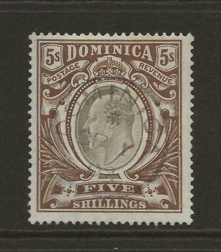 Dominica 1903 - 7 Edvii Sg36 5s Black And Brown Fine Socked On Nose Cds