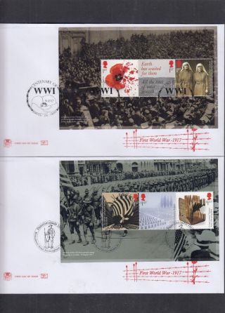 Gb 2017 World War I Psb Prestige Stamp Booklet Set 4 Full Panes Stuart Fdc