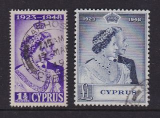 Cyprus 1948 Fu Full Set Royal Silver Wedding King George Vi & Elizabeth