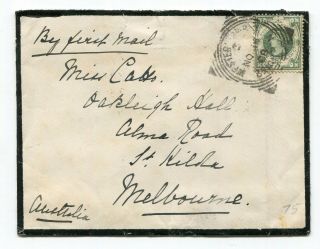 Uk Squared Circle Postmarks - Brighton 1888 Qv Mourning Cover To Australia -
