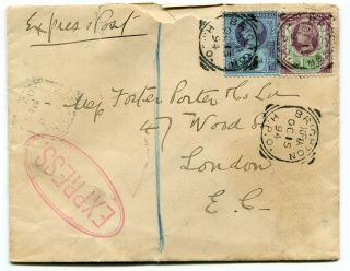 Uk Squared Circle Postmarks - Brighton Hpo 1894 - Express Post Cover To London
