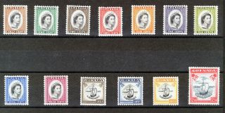Grenada 1953 - 1959 Definitives Sg192/204 Mnh