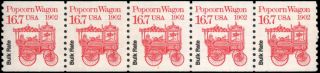 Us 2261 Mnh 16.  7c Popcorn Wagon Plate 1 Coil Strip Of 5