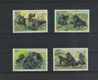Rwanda 1985 Wwf Mountain Gorillas Set Mnh Per Scan