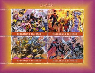 Chad 2018 Cto X - Men Storm Wolverine 4v M/s Superheroes Comics Stamps