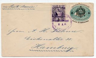1896 Guatemala To Germany Cover,  Surcharged Uprated Stationery,  Scarce