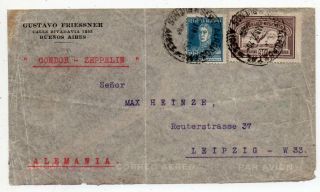 1932 Argentina To Germany Zeppelin Cover,  Scarce Franking / Cancels