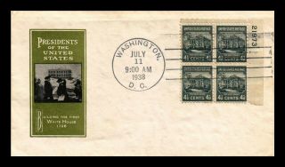 Dr Jim Stamps Us White House Presidential Series Fdc Cover Scott 809 Plate Block
