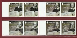 Gibraltar 1458 - 61,  Imperf Proofs,  Pair,  William Shakespeare