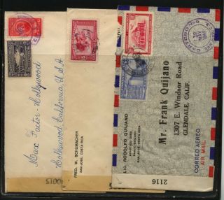 Costa Rica 3 Franking Censor Covers To Us Ms0915