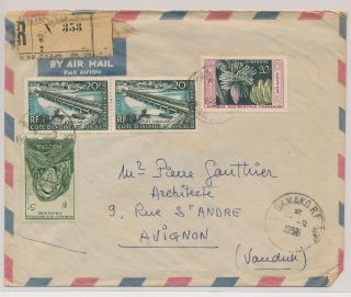 Lk52903 Ivory Coast 1958 To Avignon Registered Cover