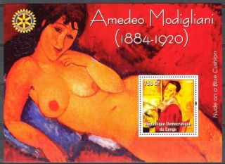 Congo 2004 Art Paintings Nudes Amedeo Modigliani S/s Mnh Privat