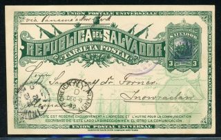 El Salvador Postal History: Lot 14 1892 3c Pc Santa Ana - Inowroclaw $$$$