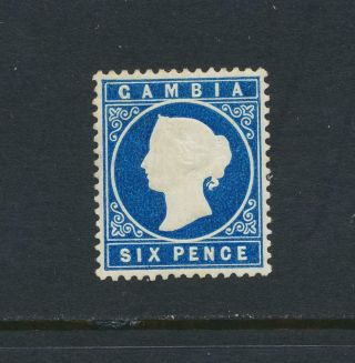 Gambia 1880,  6d Wmk Upright Deep Blue,  Vf Mlh Sg 17b Cat£130 (see Below)