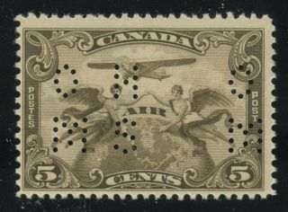 Canada 1928 Air Mail 6c Brown 4 Hole Ohms Perforated Oc1 Mlh