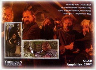 Zealand 2002 Mnh Lord Of The Rings Amphilex Souvenir Sheet Fellowship Stamps