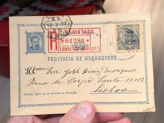 1897 Lourenço Marques Portugal Colonial Postcard Cover To Lisbon (registered)