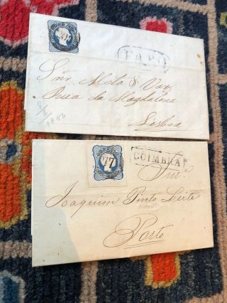 Rare Portugal Folding Letter Covers 1856