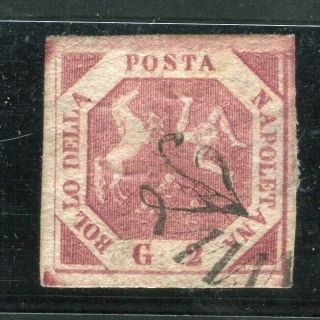 Italy Naples: 1858 Early Classic Imperf Issue Fine 2g.  Value,  Postmark