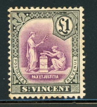 St.  Vincent Mh (peace & Justice) Selections: Scott 116 £1 Blk/viol Wmk3 Cv$125,