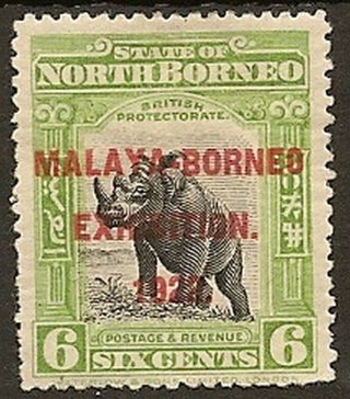 North Borneo 1922 Stop After Exhibition Variety 6c Rhino Sg260a