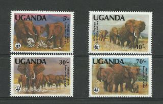 Uganda World Wildlife Fund - African Elephant - Cards,  Covers And Mnh Stamps