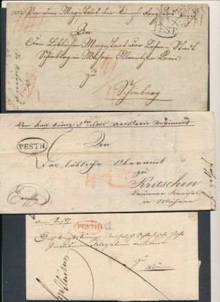 1824/35 Hungary Ot Of 3 Pestamp Folded Letters,  Pmks Pesth (1824 Nota Bene)