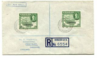 Somaliland Protectorate 1951 Currency “1 Shilling” On 1r.  Pair Rgd.  Cover Uk