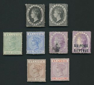St Lucia Stamps 1864 - 1900 Qv Mainly Selection,  Incs Sc 7 1d Black Crown Cc