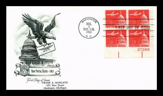 Dr Jim Stamps Us 8c Air Mail Scott C64 First Day Of Issue Cover Plate Block