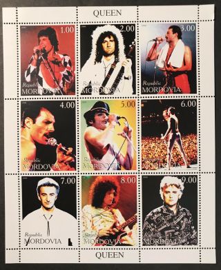 Mordovia Queen Freddie Mercury Stamps Sheet 1999 Mnh Brian May Taylor Deacon