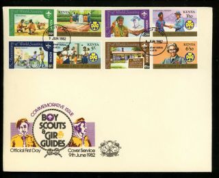 Postal History Oversized Fdc 216 - 223 Kenya 1982 Boy Scouts Scouting Girl Guides